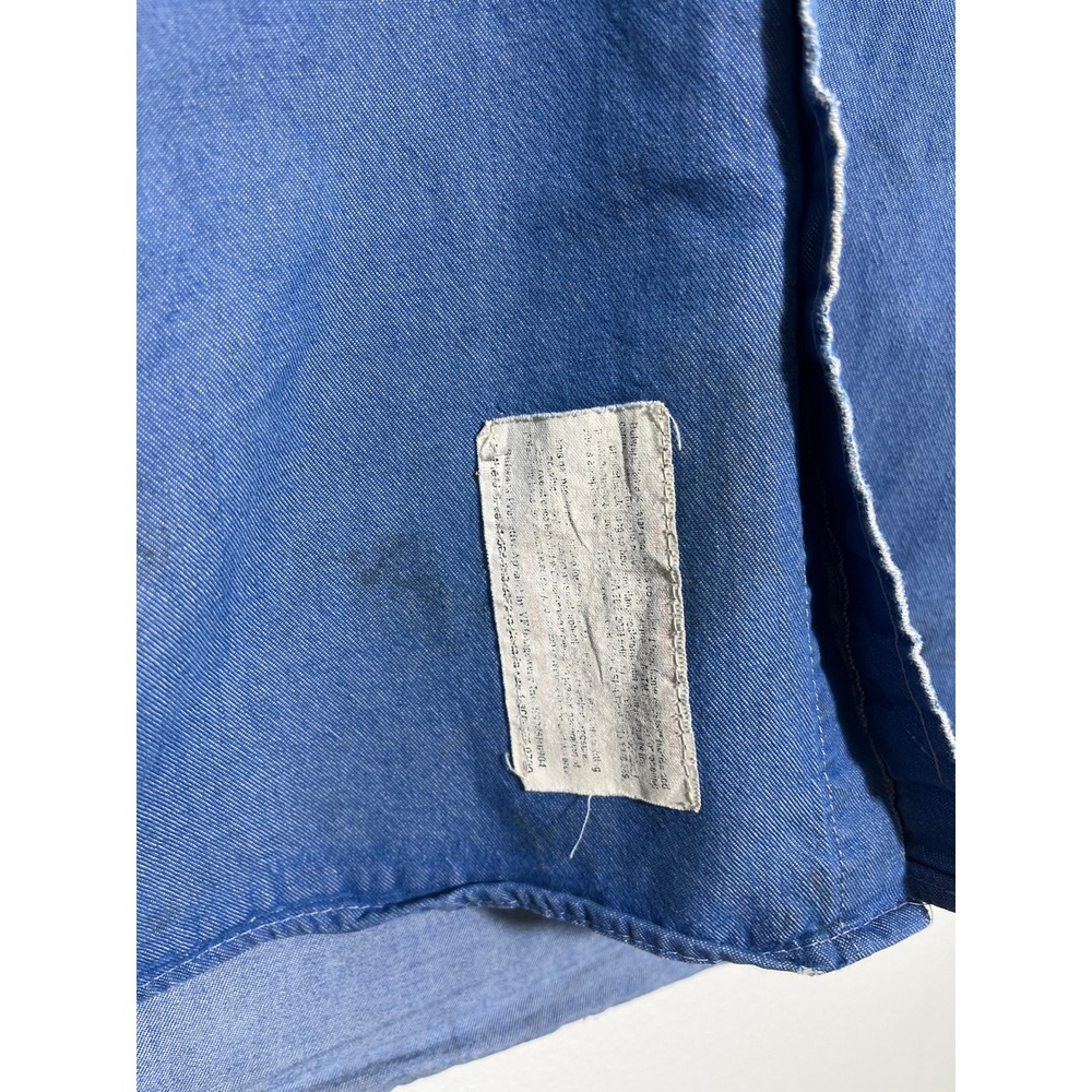 Bulwark Excel FR Blue Flame Resistant Work Shirt Mens Small Distressed Utility - Picture 4 of 7